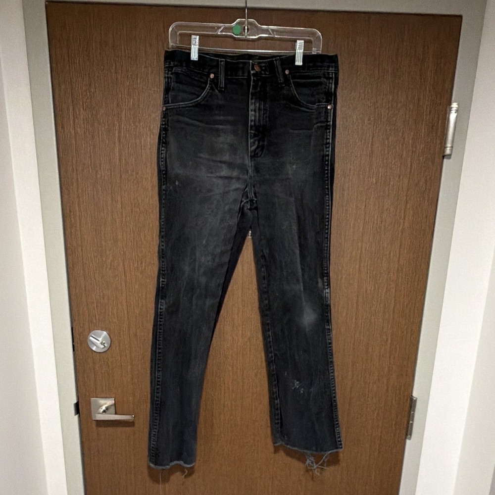Wrangler 936 Cowboy Cut Men's Black Dark Wash Straight Regular Fit Jeans 34x34